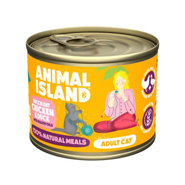 ANIMAL ISLAND CAT PREMIUM KURCZAK I KACZKA 200G