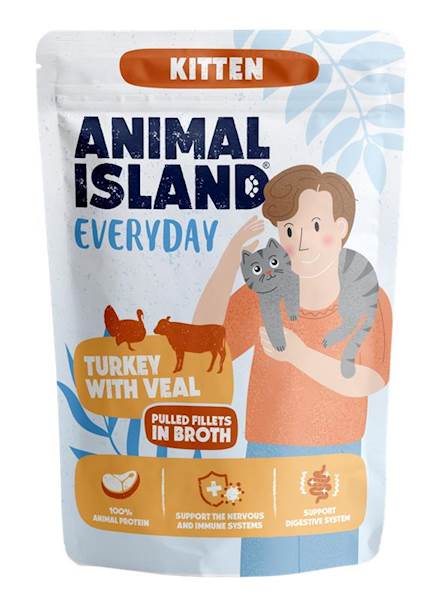 ANIMAL ISLAND KITTEN EVERYDAY INDYK Z CIELĘCINĄ (FILECIKI W BULIONIE) 85G