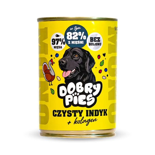 DOBRY PIES MONO CZYSTY INDYK + KOLAGEN 400G