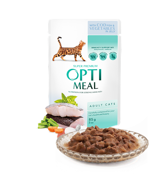OPTIMEAL CAT DORSZ I WARZYWA W GALARETCE 85G