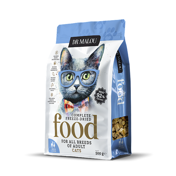 DR MALOU KARMA LIOFILIZOWANA DLA KOTA KACZKA Z JAGNIĘCINĄ 500G