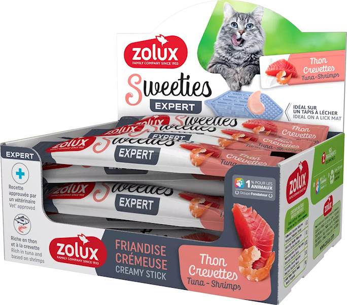 ZOLUX SWEETIES KREMOWY PRZYSMAK DLA KOTA Z TUŃCZYKIEM I KREWETKĄ 14G