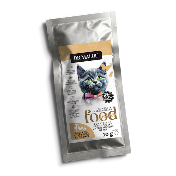 DR MALOU KARMA LIOFILIZOWANA DLA KOCIĄT KURCZAK Z KOZIM MLEKIEM I ŻÓŁTKIEM 10G