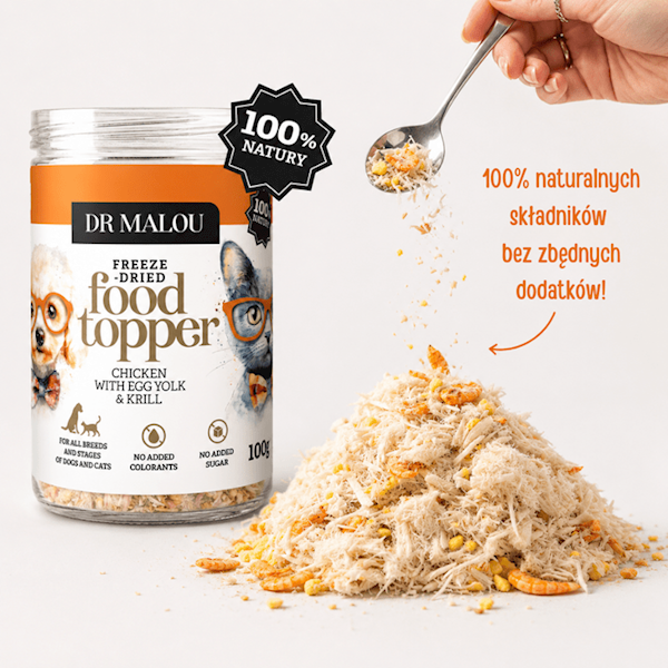 DR MALOU LIOFILIZOWANY TOPPER KURCZAK Z ŻÓŁTKIEM I KRYLEM 100G