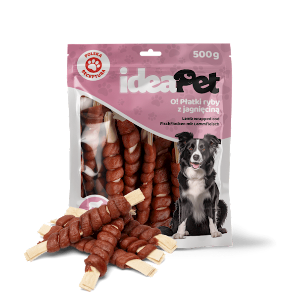 IDEAPET PŁATKI RYBY Z JAGNIĘCINĄ 500G