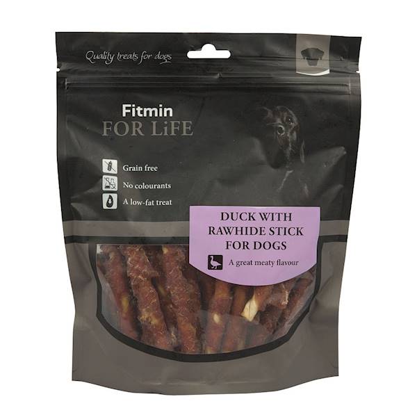 FITMIN DOG FOR LIFE TREATS DUCK WITH RAWHIDE STICK 400G