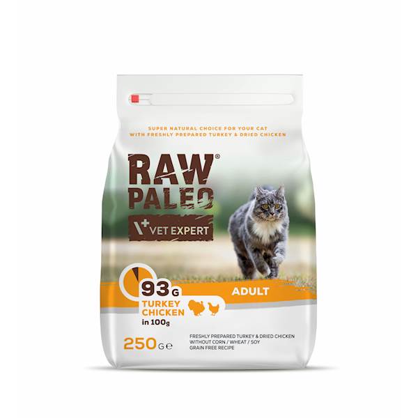 VET EXPERT RAW PALEO CAT ADULT TURKEY&CHICKEN 250G