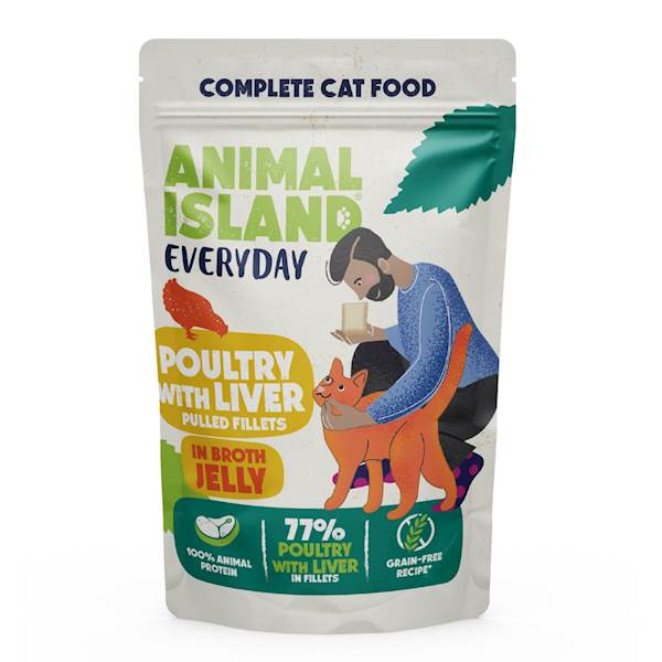 ANIMAL ISLAND CAT EVERYDAY DRÓB Z WĄTRÓBKĄ (FILECIKI W GALARETCE) 85G
