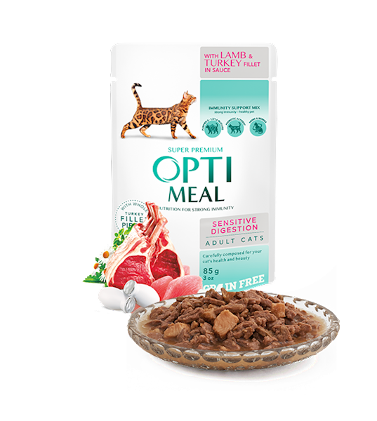 OPTIMEAL CAT JAGNIĘCINA I FILET INDYKA W SOSIE 85G