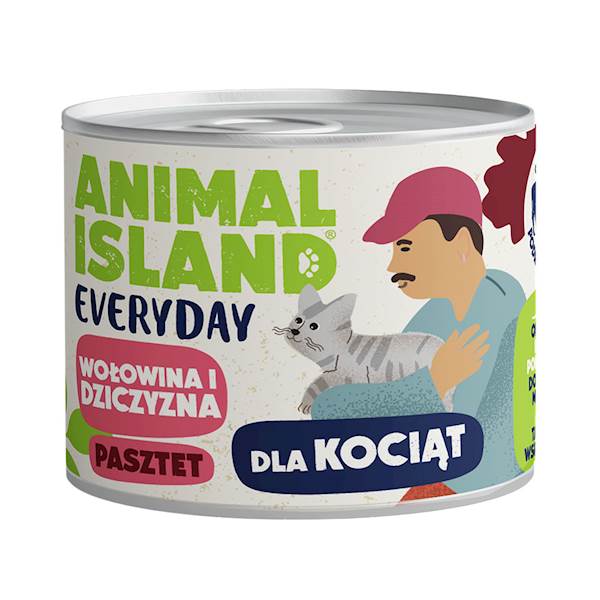 ANIMAL ISLAND CAT EVERYDAY WOŁOWINA I DZICZYZNA DLA KOCIĄT (PASZTET) 185G