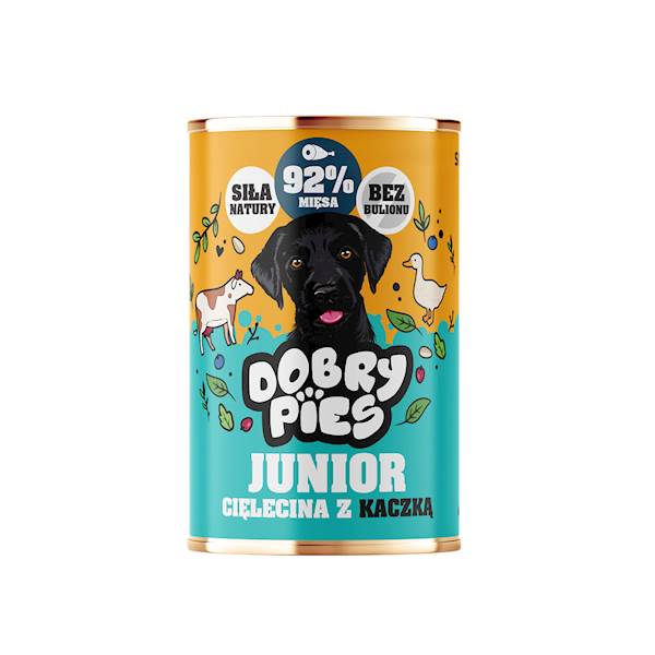 DOBRY PIES JUNIOR CIELĘCINA Z KACZKĄ 400G