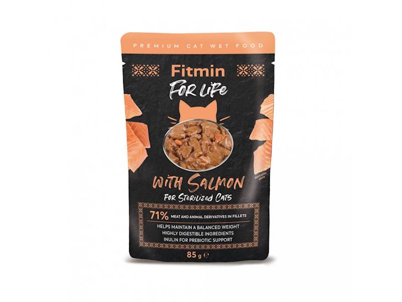 FITMIN CAT FOR LIFE STERILIZED SALMON 85G