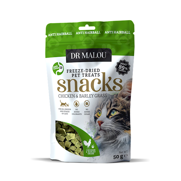 DR MALOU PRZYSMAKI LIOFILIZOWANE DLA KOTA KOSTKI KURCZAKA Z TRAWĄ JĘCZMIENNĄ 50G