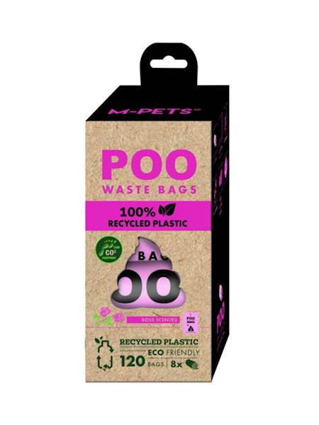 M-PETS POO WASTE BAGS 100% RECYCLED PLASTIC ROSE SCENT (RÓŻANE) 120SZT