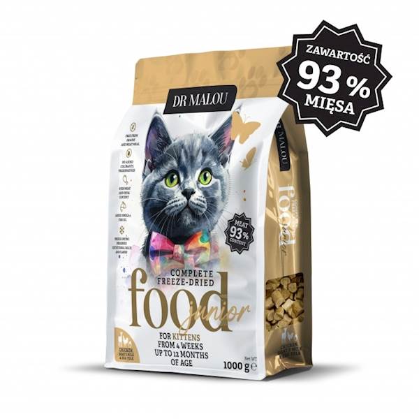 DR MALOU KARMA LIOFILIZOWANA DLA KOCIĄT KURCZAK Z KOZIM MLEKIEM I ŻÓŁTKIEM 1KG