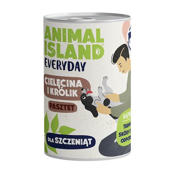 ANIMAL ISLAND DOG EVERYDAY CIELĘCINA I KRÓLIK DLA SZCZENIĄT (PASZTET) 400G