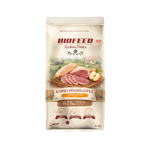 BIOFEED KUCHNIA POLSKA KARMA PÓŁWILGOTNA KACZKA 4KG