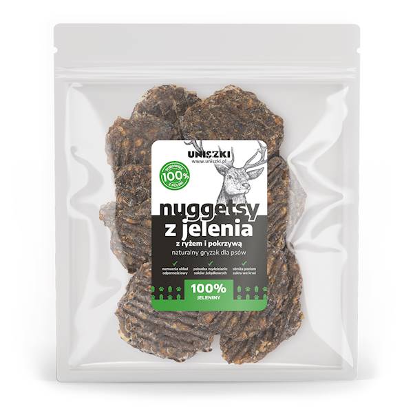 UNISZKI NUGGETSY Z JELENIA Z RYŻEM I POKRZYWĄ 70G