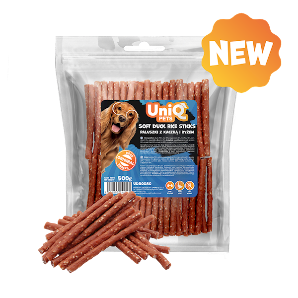 UNIQ PETS MEATY PALUSZKI Z KACZKĄ I RYŻEM 500G