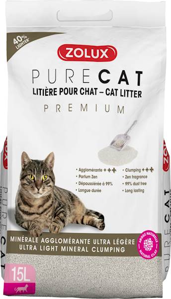 ZOLUX PURECAT ŻWIREK PREMIUM MINERALNY ZBRYLAJĄCY 15L