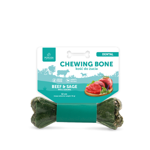 POKUSA CHEWING BONE DENTAL BEEF & SAGE 12CM