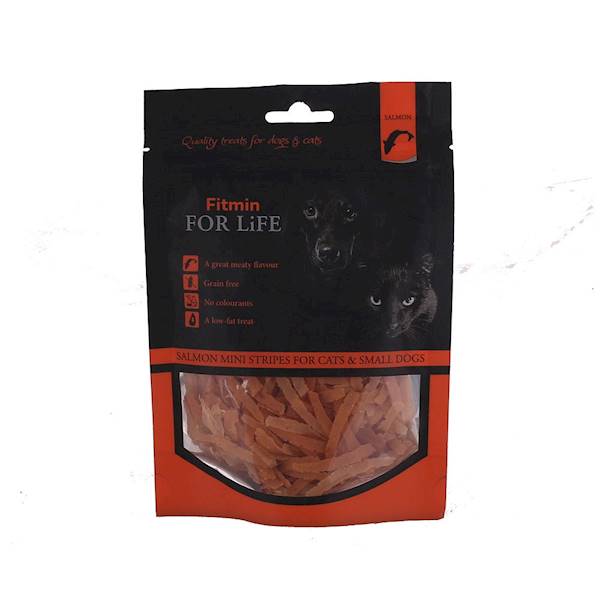 FITMIN CAT FOR LIFE TREAT SALMON MINI STRIPES 70G