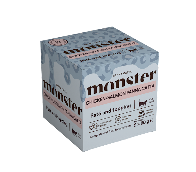 MONSTER CAT CHICKEN/SALMON PANNA CATTA (MUS OBLANY SOSEM KURCZAK Z ŁOSOSIEM) 2X80G