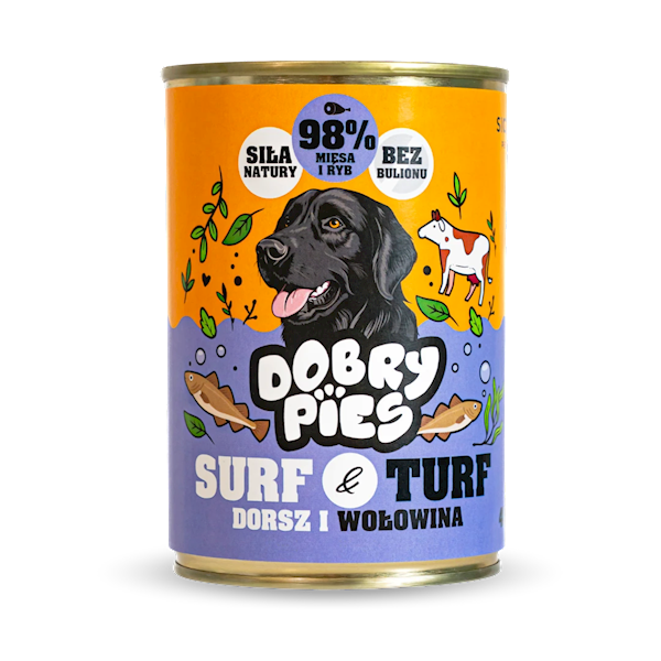 DOBRY PIES SURF&TURF DORSZ I WOŁOWINA 400G