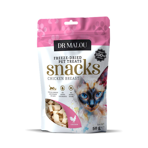 DR MALOU PRZYSMAKI LIOFILIZOWANE DLA KOTA 100% PIERŚ KURCZAKA 50G