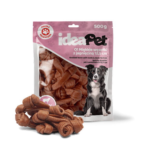 IDEAPET MIĘKKIE WĘZEŁKI Z JAGNIĘCINĄ12,5CM 500G
