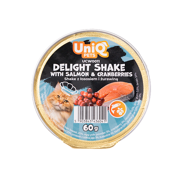 UNIQ PETS DELIGHT SHAKE Z ŁOSOSIEM I ŻURAWINĄ 60G