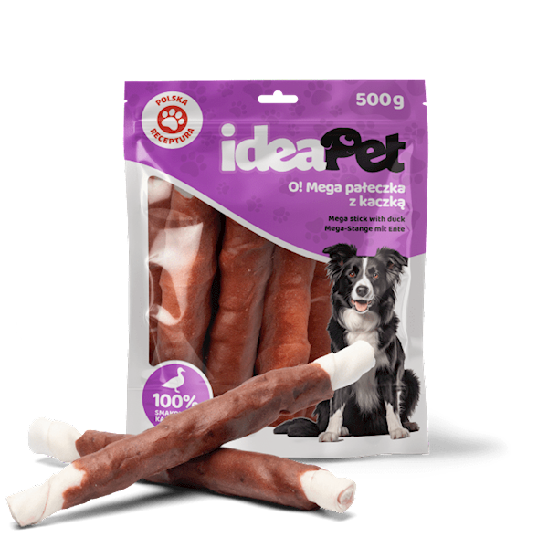 IDEAPET PAŁECZKI WOŁOWE Z KACZKĄ 24CM 500G