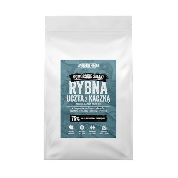 SPIŻARNIA PUPILA POMORSKIE SMAKI RYBNA UCZTA Z KACZKĄ DLA RAS MAŁYCH 12KG