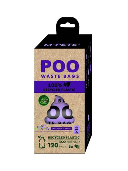 M-PETS POO WASTE BAGS 100% RECYCLED PLASTIC LAVENDER SCENT (LAWENDOWE) 120SZT