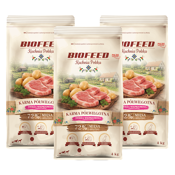BIOFEED KUCHNIA POLSKA KARMA PÓŁWILGOTNA WIEPRZOWINA 12KG