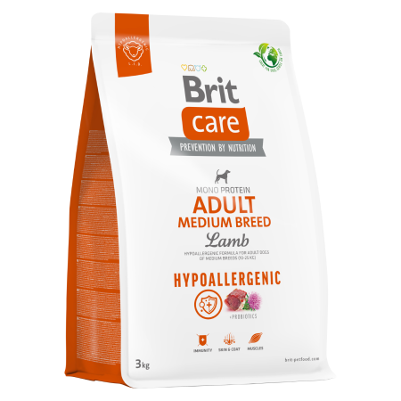 BRIT CARE DOG HYPOALLERGENIC ADULT MEDIUM BREED LAMB 3KG
