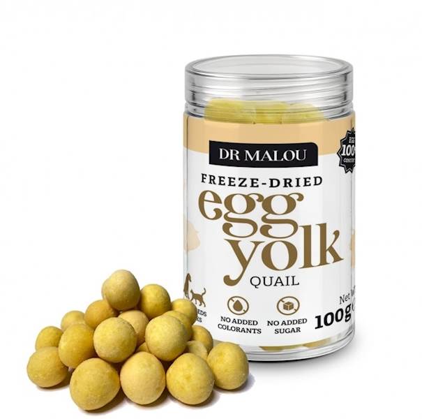 DR MALOU PRZYSMAKI LIOFILIZOWANE DLA PSÓW I KOTÓW ŻÓŁTKA PRZEPIÓRCZE 100G