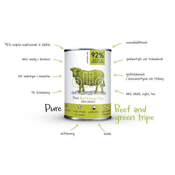 OLLO PURE WOŁOWINA I ŻWACZE 400G