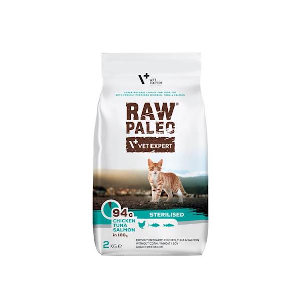 VET EXPERT RAW PALEO CAT STERILISED CHICKEN&TUNA&SALMON 2KG