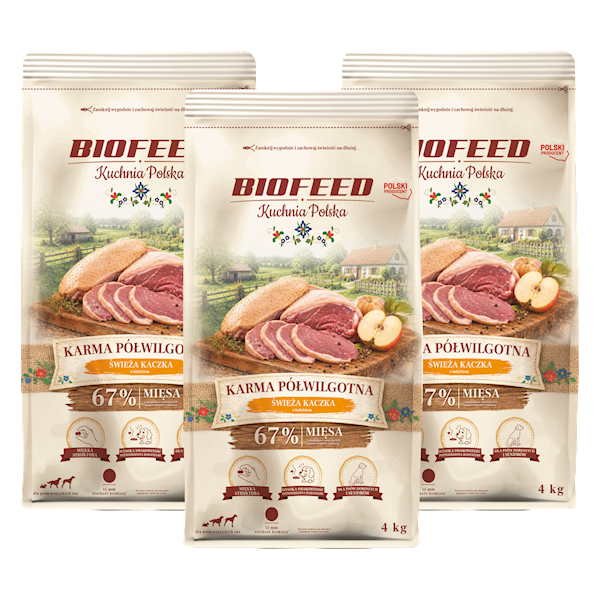 BIOFEED KUCHNIA POLSKA KARMA PÓŁWILGOTNA KACZKA 12KG