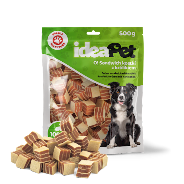 IDEAPET SANDWICH KOSTKI Z KRÓLIKIEM 500G