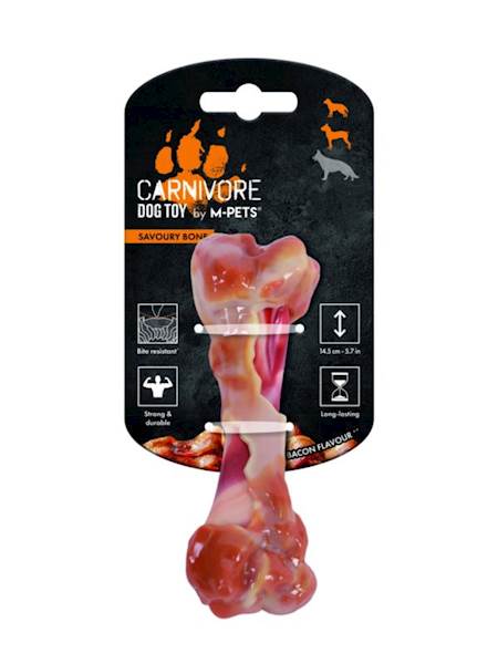 M-PETS CARNIVORE DOG TOY SAVOURY BONE 14,5CM BACON FLAVOUR
