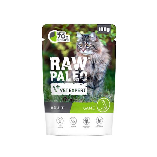 VET EXPERT RAW PALEO CAT ADULT GAME 100G