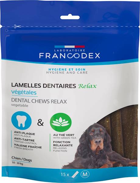 FRANCODEX ŚREDNIE PASKI DO GRYZIENIA DENTYSTYCZNO-USPOKAJAJĄCE 352,5G/15 PASKÓW