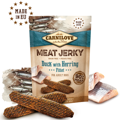 CARNILOVE DOG MEAT JERKY DUCK WITH HERRING FILLET 100G
