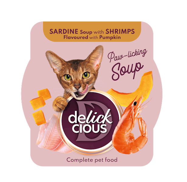 DELICKCIOUS SOUP SARDINE WITH SHRIMPS (ZUPKA DLA KOTA SARDYNKA Z KREWETKAMI) 80G