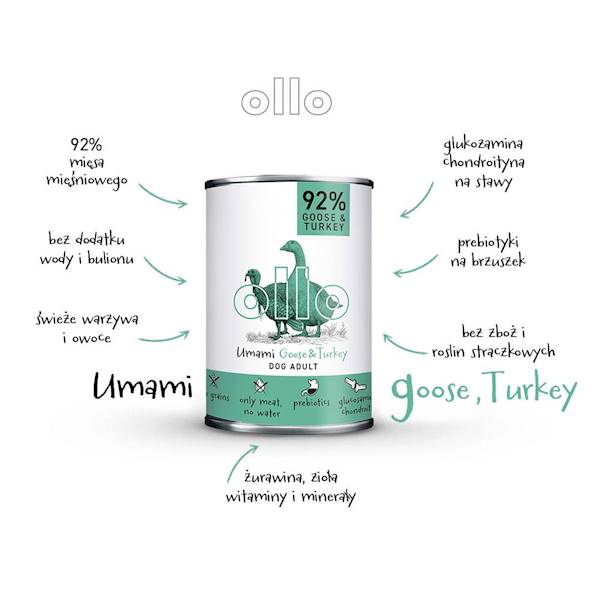 OLLO UMAMI GĘŚ I INDYK 400G