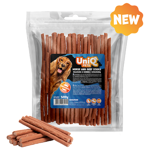UNIQ PETS MEATY PALUSZKI Z KONINĄ I WOŁOWINĄ 500G