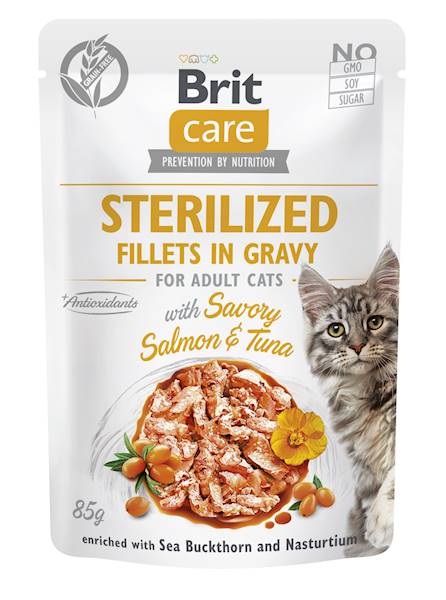 BRIT CARE CAT FG STERILIZED SALMON&TUNA 85G