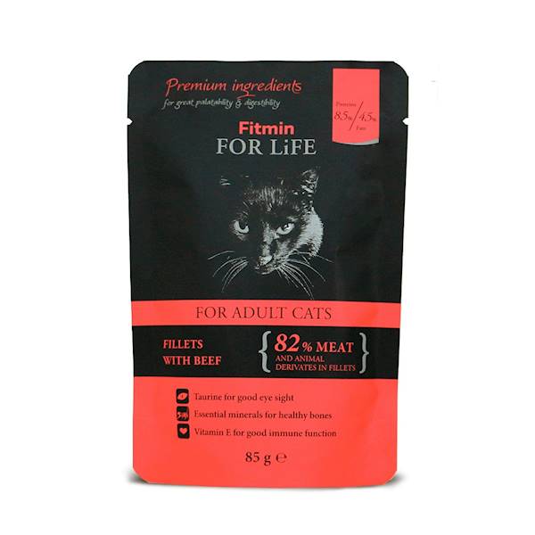 FITMIN CAT FOR LIFE ADULT BEEF 85G